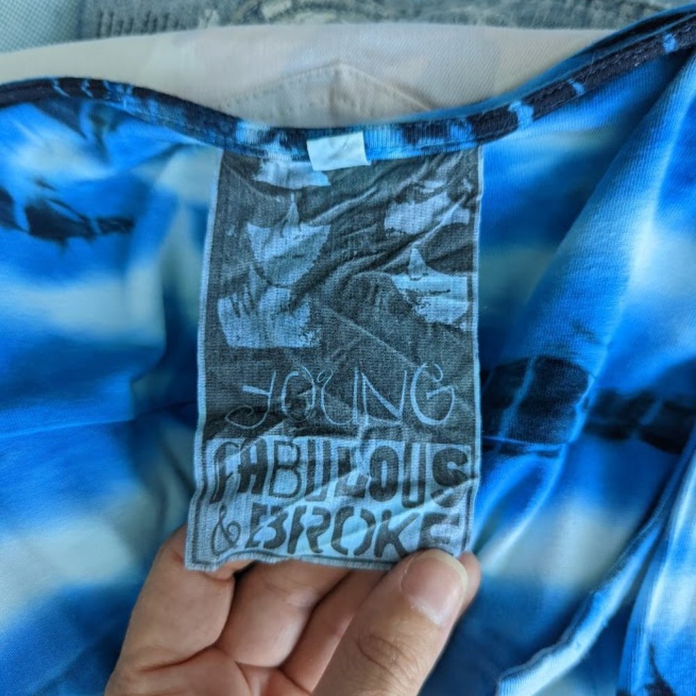 Young Fabulous & Broke YFB Malik Blue Super Soft Tie Dye Sexy Romper Size Small - Picture 4 of 8